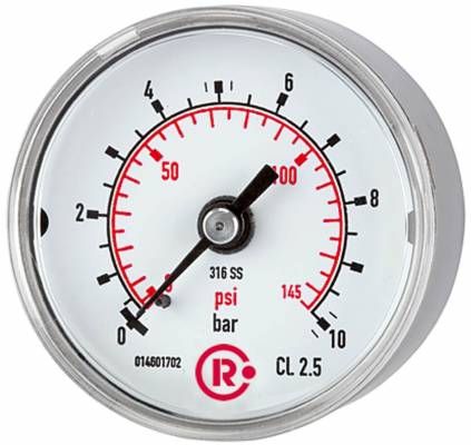 Manometru din otel CrNi, scala dubla 0-100 bar/ 0-1450 psi, G 1/4 axial, Ø40 mm