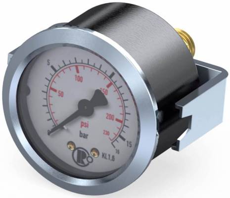 Manometru panou, carcasa otel cromat, scala dubla  0 - 100 bar / 0 - 1450 psi, G 1/4 axial, Ø63 mm