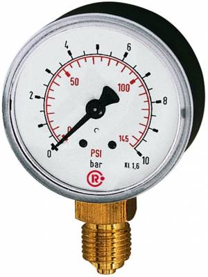 Manometru standard, scala dubla 0-10 bar / 0-145 psi, G 1/4 radial, Ø50