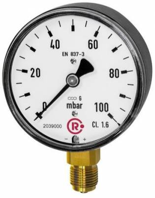 Manometru capsulat, carcasa otel negru, 0 - 250 mbar, Ø 63 mm, G 1/4&QUOT;, radial