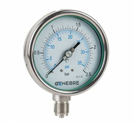 Manometru presiune, poate fi umplut cu glicerina, scala dubla  0 - 250 bar/ 0 - 3500 psi, atac radial G 1/2&QUOT;, Ø100