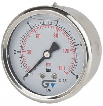 Manometru cu glicerina, inox / alama, 0 - 60 bar/ 0 - 900 psi, axial G 1/4&QUOT;, Ø63