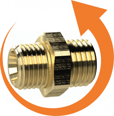 Niplu egal cu filet pe stanga G 3/8&QUOT;, PN 25, alama