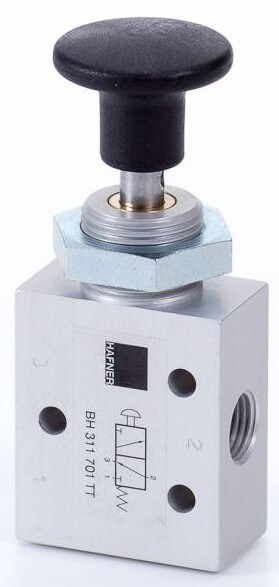 Distribuitor 3/2 cu buton, actionare manuala - temperaturi scazute
