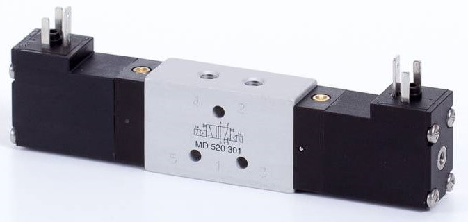 Distribuitor 5/2 electric, bistabil, montaj in linie tip MD