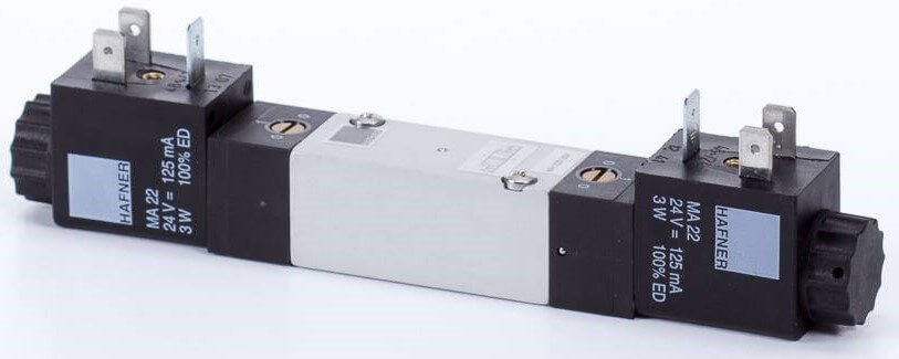 Distribuitor 5/3 electric, centru exhaustat, montaj placa - temperaturi scazute