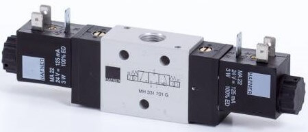 Distribuitor 3/3 electric, centru inchis, montaj linie/placa