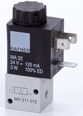 Distribuitor 3/2 electric, monostabil, montaj in linie tip MH/MX