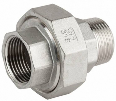 Niplu detasabil, filet int. Rp 1/2&QUOT;-ext. R 1/2&QUOT;, etansare plana, inox AISI 316