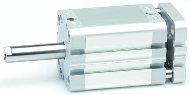 Cilindru compact dubla actiune magnetic anti-rotatie cu tija bilaterala, tija filet exterior, ISO 21287