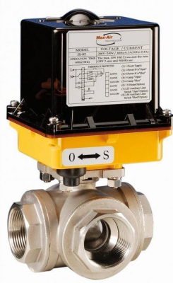 Robinet 3/2 actionat electric 230AC, tip T - INOX