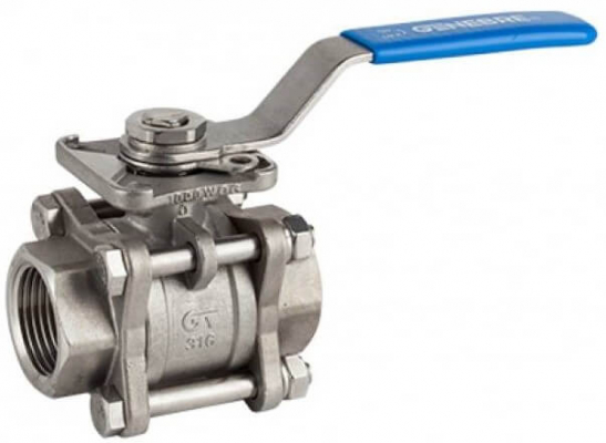 Robinet din inox cu bila, 3 piese, filete interioare Rp 1&QUOT;, -25°C ÷ +180°C, PN 63