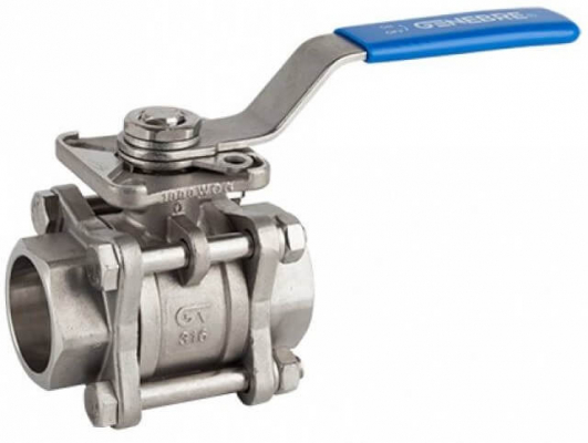 Robinet din inox cu bila, 3 piese, orificiu complet, mufe sudabile, 1/4&QUOT;, PN 63