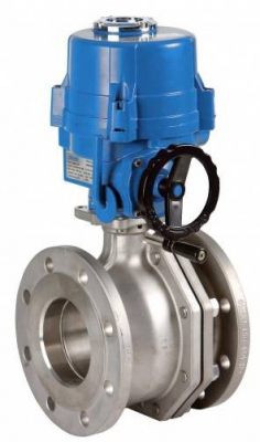 Robinet din inox cu bila, 2 piese, flanse PN 40, actuator electric, 4&QUOT;