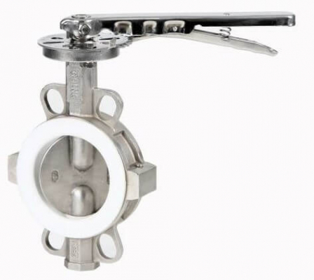 Robinet fluture tip wafer, inox si PTFE