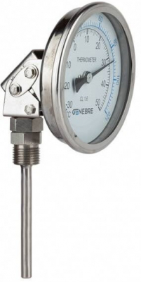 Termometru bimetalic ajustabil, ⌀110 mm, tija L=100mm, ⌀ tija 8 mm, filet G 1/2&QUOT;, 0/160°C, inox 304