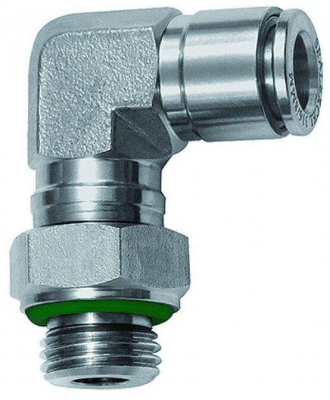 Cupla L push-in, rotativa, filet cilindric exterior cu O-ring, seria Inox, G 1/4&QUOT; - 8 mm
