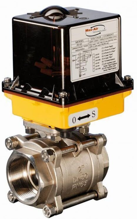 Robinet 2/2 cu bila, 3 piese, actuator electric 24V DC / AC