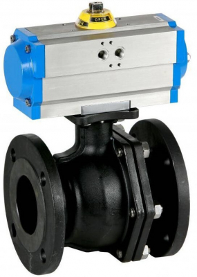 Robinet 2/2 cu bila, actuator pneumatic dubla actiune
