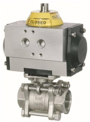 Robinet 2/2 cu bila, actuator pneumatic dubla actiune