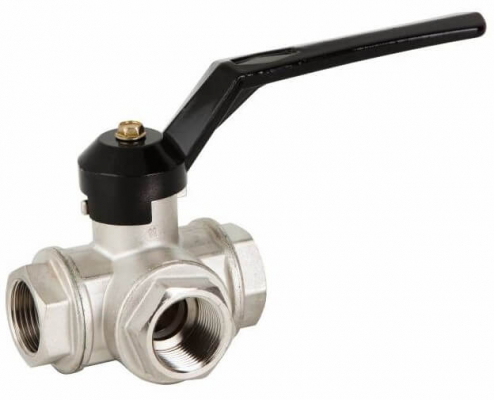 Robinet cu bila, 3 cai, tip L, filete interioare G 1 1/4&QUOT;, PN 25