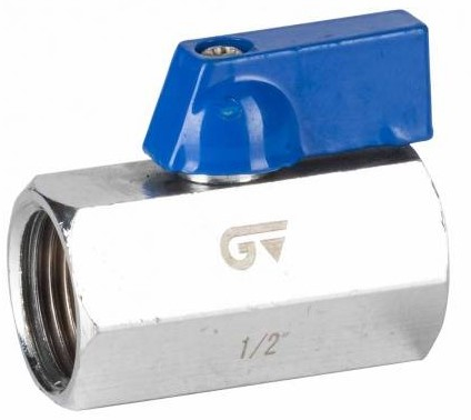 Robinet mini cu bila, orificiu redus, filete int. G 1/2&QUOT;, maneta compacta, corp hexagonal,  PN 16
