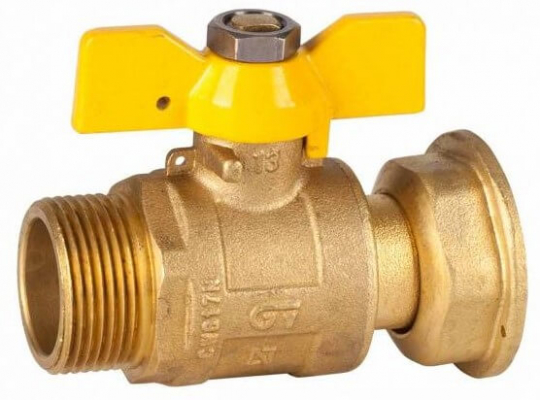 Robinet cu bila, maneta fluture si piulita alunecatoare, pentru gaz, certificat AENOR, filet G 3/4&QUOT;
