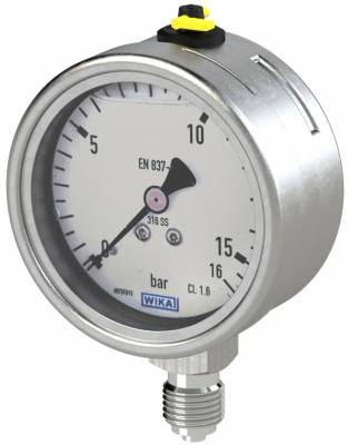 Manometru cu glicerina, complet inox, atac radial