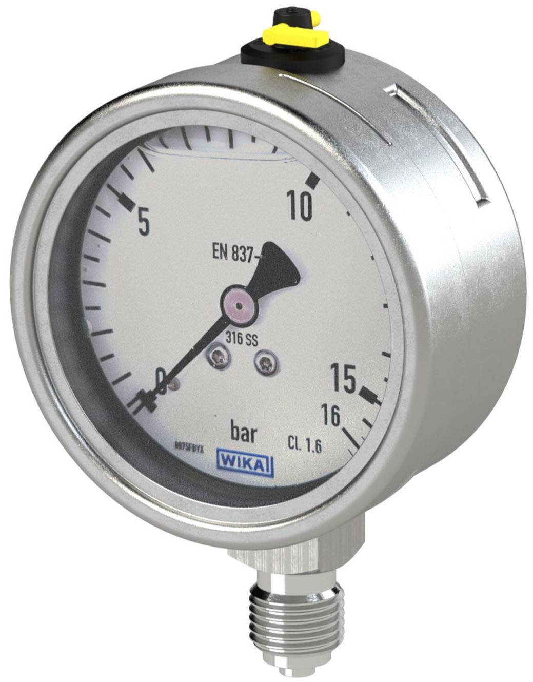 Manometru cu glicerina, complet inox, atac radial, Ø 63, 100, 160