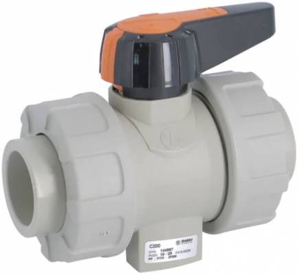 Robinet cu bila, conexiuni prin lipire, 50 mm, maneta scurta, garnituri FKM, polipropilena, PN 10