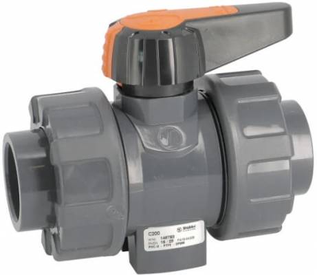 Robinet cu bila, conexiuni prin lipire, 16 mm, maneta scurta, garnituri EPDM, PVC-U, PN 16