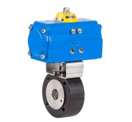 Robinet cu bila, tip wafer, flanse PN 16, actuator pneumatic simpla actiune, 2 1/2&QUOT;