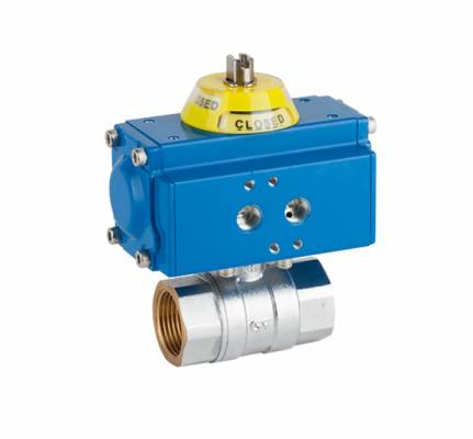 Robinet cu bila, 2 piese, filete int. G 1, actuator pneumatic dubla actiune, PN 40