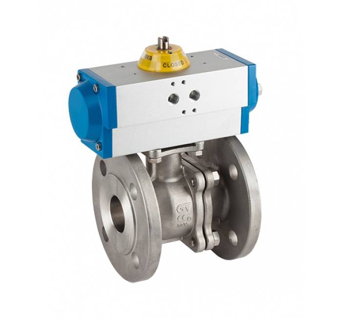 Robinet cu bila, 2 piese, flanse ANSI clasa 150, act. pneumatic