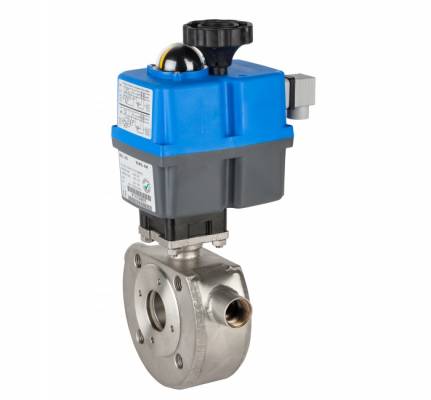 Robinet din inox cu bila, camera incalzire si actuator electric, 2 1/2&QUOT;, PN 16