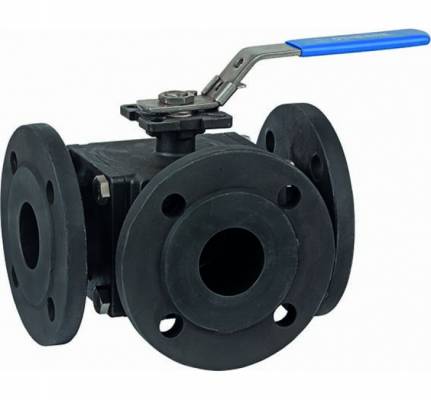 Robinet cu bila, 3 cai , tip T, orificiu complet, flanse PN 40, 1 1/4&QUOT;