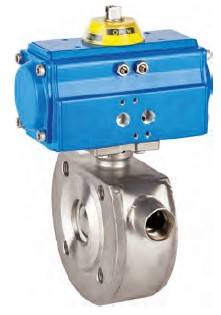 Robinet din inox cu bila, camera incalzire, wafer, flanse PN 16, act. pneumatic simpla actiune, 1/2&QUOT;
