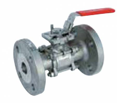 Robinet cu bila, flansa, 3 piese, ABUR, seria 711XS, INOX