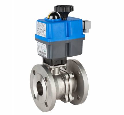Robinet din inox cu bila, 2 piese, flanse PN 40, actuator electric, 2&QUOT;