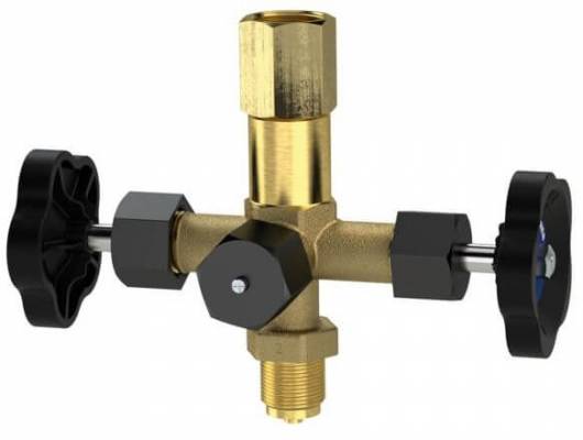 Robinet cu dublu blocaj pentru manometru, manson tensionare, -10°C - +120°C, PN 400 bar