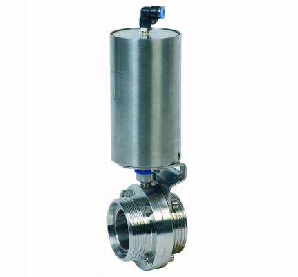 Robinet fluture sanitar cu actuator pneumatic simpla actiune si filete ext. 2&QUOT;, PN 10