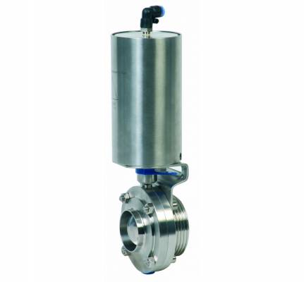 Robinet fluture sanitar cu act. pneumatic dubla actiune si filet/conex. sudabila 2 1/2&QUOT;, PN 10