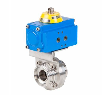 Robinet sanitar cu bila, 3 piese, act. pneumatic dubla actiune, filete ext. 1&QUOT;, PN 10