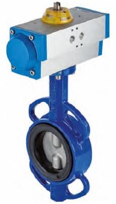 Robinet fluture, tip wafer, flanse ANSI 150 si PN 10/16, 2&QUOT;, actuator pneumatic simpla actiune