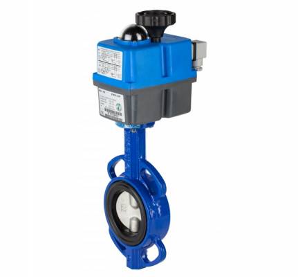Robinet fluture, tip wafer, disc inox, flanse ANSI 150 si PN 10/16, actuator electric, 2&QUOT;