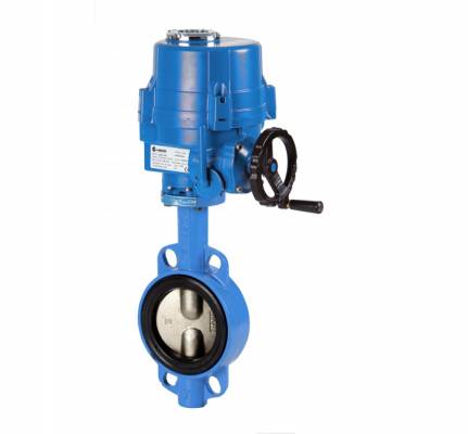 Robinet fluture, tip wafer, disc inox, flanse ANSI 150 si PN 10/16, actuator electric, 20&QUOT;