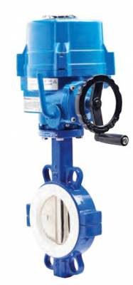 Robinet fluture, tip wafer, scaun PTFE, flanse ANSI 150 si PN 10/16, actuator electric, 4&QUOT;