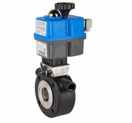 Robinet cu bila, tip wafer cu camera incalzire, flanse PN 16, actuator electric, 2 1/2&QUOT;