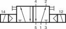 Distribuitor 5/2 electric, bistabil, montaj placa, tip MH, porturi distribuitor
