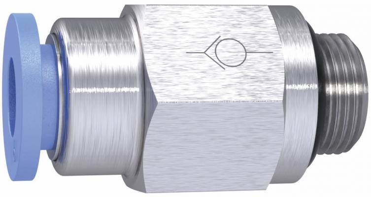 Supapa de sens push-in 10 mm cu filet exterior G 3/8 etansat cu O-ring , sens furtun - filet